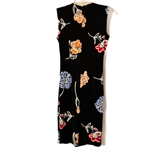 Calvin Klein Sleeveless Dress, Sz. 6, Black w/ Flower Print, Faux Wrap Dress - Picture 2 of 14